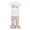 Girls Donut Grow Up Birthday Ruffle Pant Outfit (7) Pink