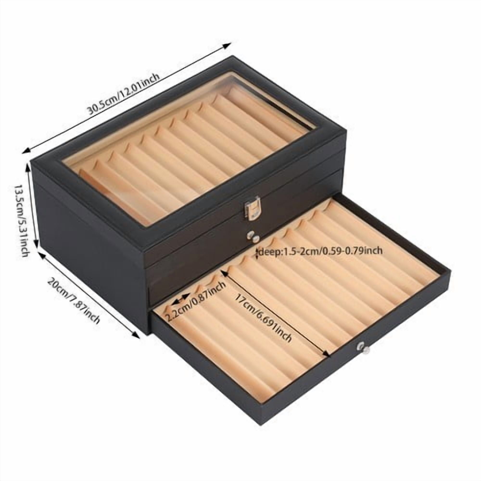 3-Layer 36-Grid Fountain Pen Storage Box Fountain Pen Leather Organizer Showcase for Study Rooms, Offices