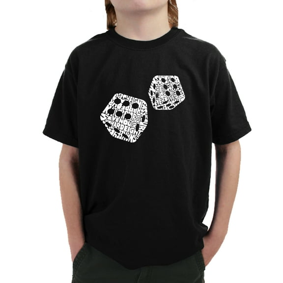 LA Pop Art Boy's Word Art T-shirt - DIFFERENT ROLLS THROWN IN THE GAME OF CRAPS