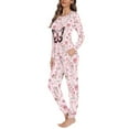 thumbnail image 2 of FOR U DESIGNS Pink Flower Butterfly Pajama Sets for Women 2 Piece Pants and Tops Size 6XL Long Sleeve Nightwear for Women Sleepwear Sets for Women with Pockets, 2 of 6