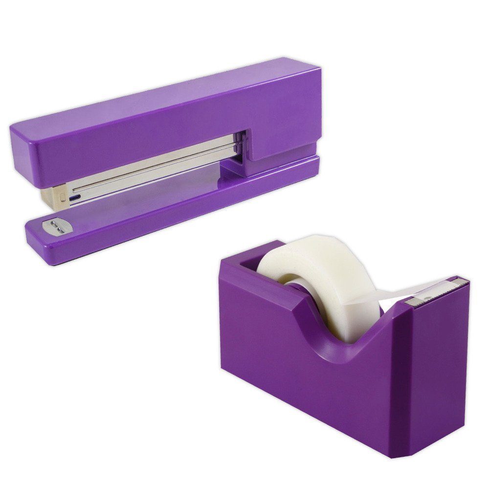 JAM Office & Desk Sets, 1 Stapler & 1 Tape Dispenser, Purple, 2/Pack