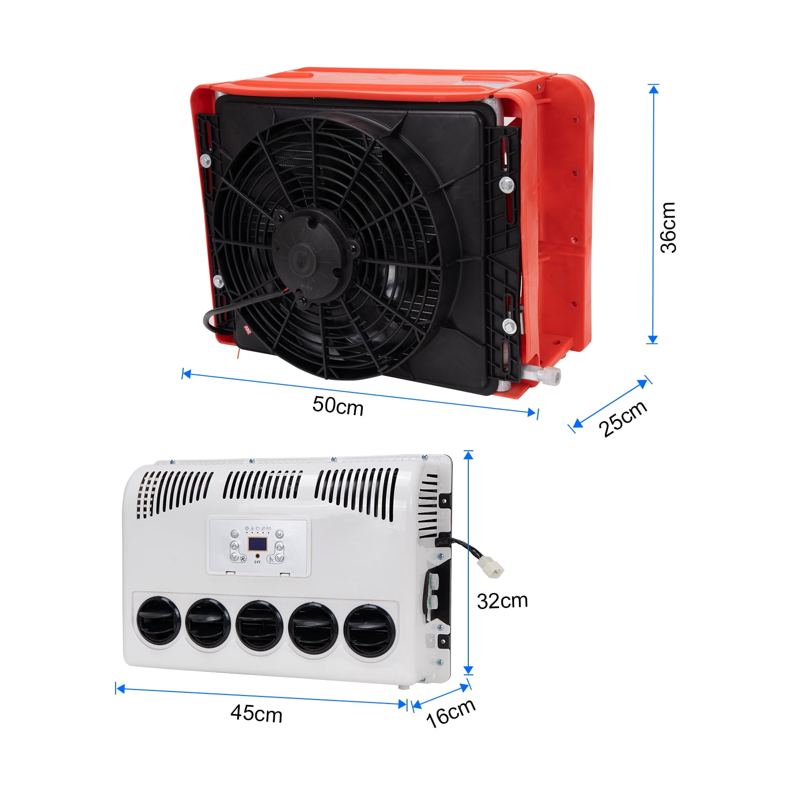 24V 8000 BTU Electric Truck Air Conditioner Kit, Split Parking AC for Semi-Truck, Crane, Van, Agricultural Vehicle
