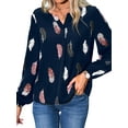 thumbnail image 3 of FASHIONWT Women Business Boho Long Sleeve V-Neck Blouse Hawaiian Graphic Lantern Shirts, 3 of 4
