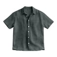 thumbnail image 2 of Men's Short Sleeve Button Down Shirt Casual Summer Beach Wedding Vacation Shirts (Dark Gray,XL), 2 of 4