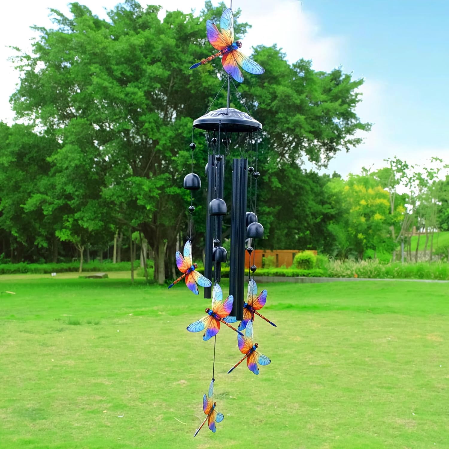 Dragonfly Wind Chimes for Outside 38.2", Metal Outdoor Windchimes, Balcony Decor Gifts for Nature Lovers