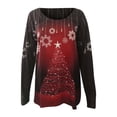 thumbnail image 4 of Fesfesfes Ugly Xmas Sweater Women Long Sleeves Floral Casual Shirts Round Neck Pullover Loose Tunic Tops Christmas Tree Print Round Neck Blouse, 4 of 5