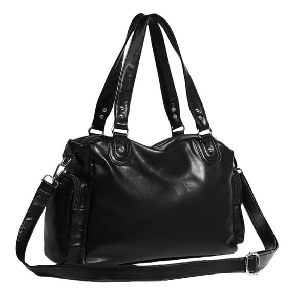 FENOHREFE Vintage Zippered Motorcycle Crossbody Bag for Women Men Large Capacity PU Leather Shoulder Bag Multi Pockets Handbag