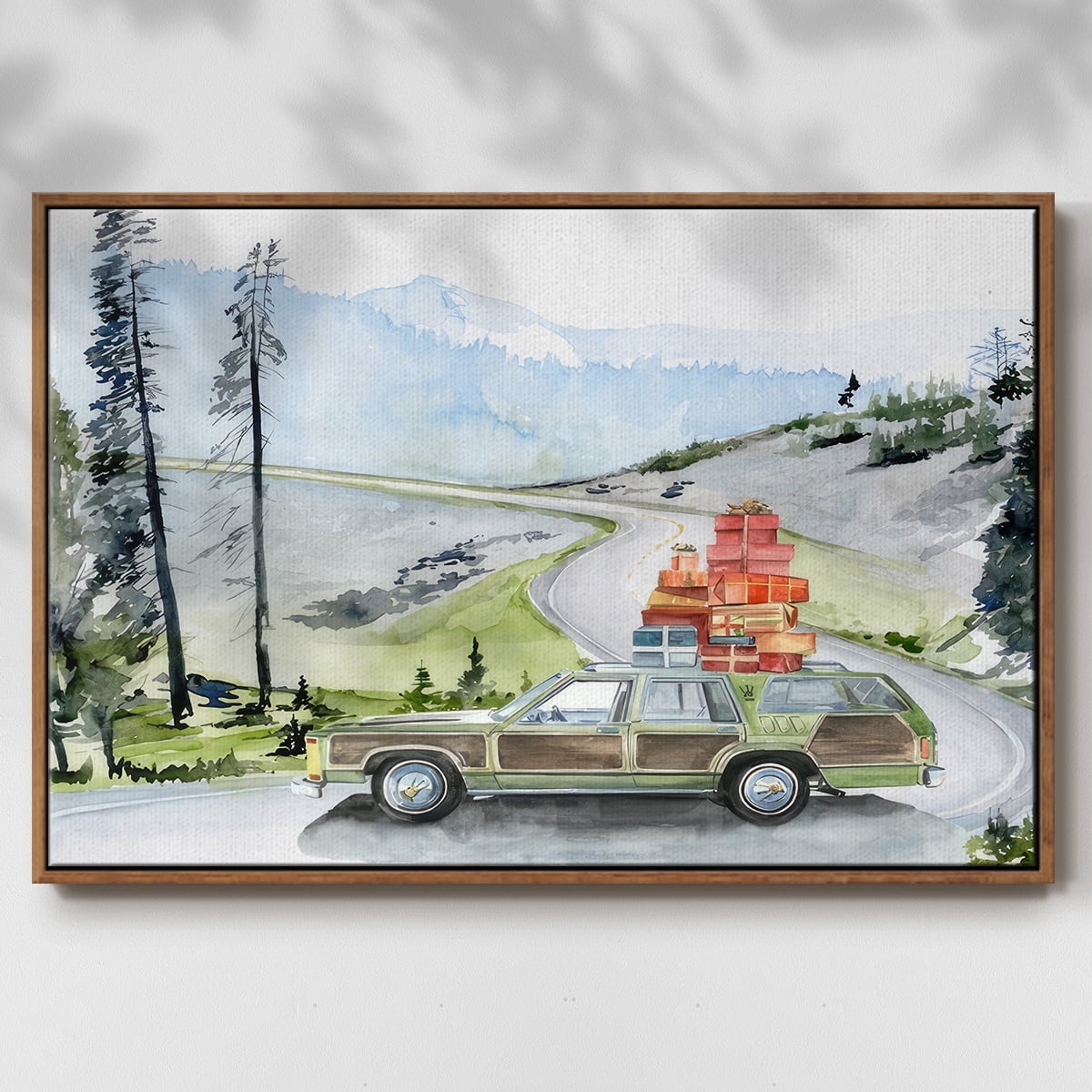 Holiday Vacation II - Framed Gallery Wrapped Holiday Canvas - 17 x 25 - Rosewood Frame