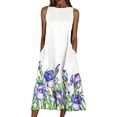 thumbnail image 1 of Grianlook Ladies Summer Beach Sundress Floral Print Tank Dresses Crew Neck Midi Dress Women Sexy Loose Sleeveless Purple 5XL, 1 of 2