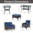 thumbnail image 2 of Opohoro 7-Piece Outdoor Conversation Set with Lounge Chairs, Glider Loveseat and Ottomans, Coffee & Side Tables, Brown/Blue, 2 of 12