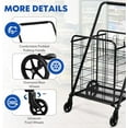 thumbnail image 3 of MAT EXPERT Jumbo Shopping Cart Foldable, Folding Grocery Cart with Wheels & Double Basket, 330 LBS Weight Capacity Utility Cart, Heavy Duty Shopping Cart for Grocery, Laundry, Market (Black), 3 of 7