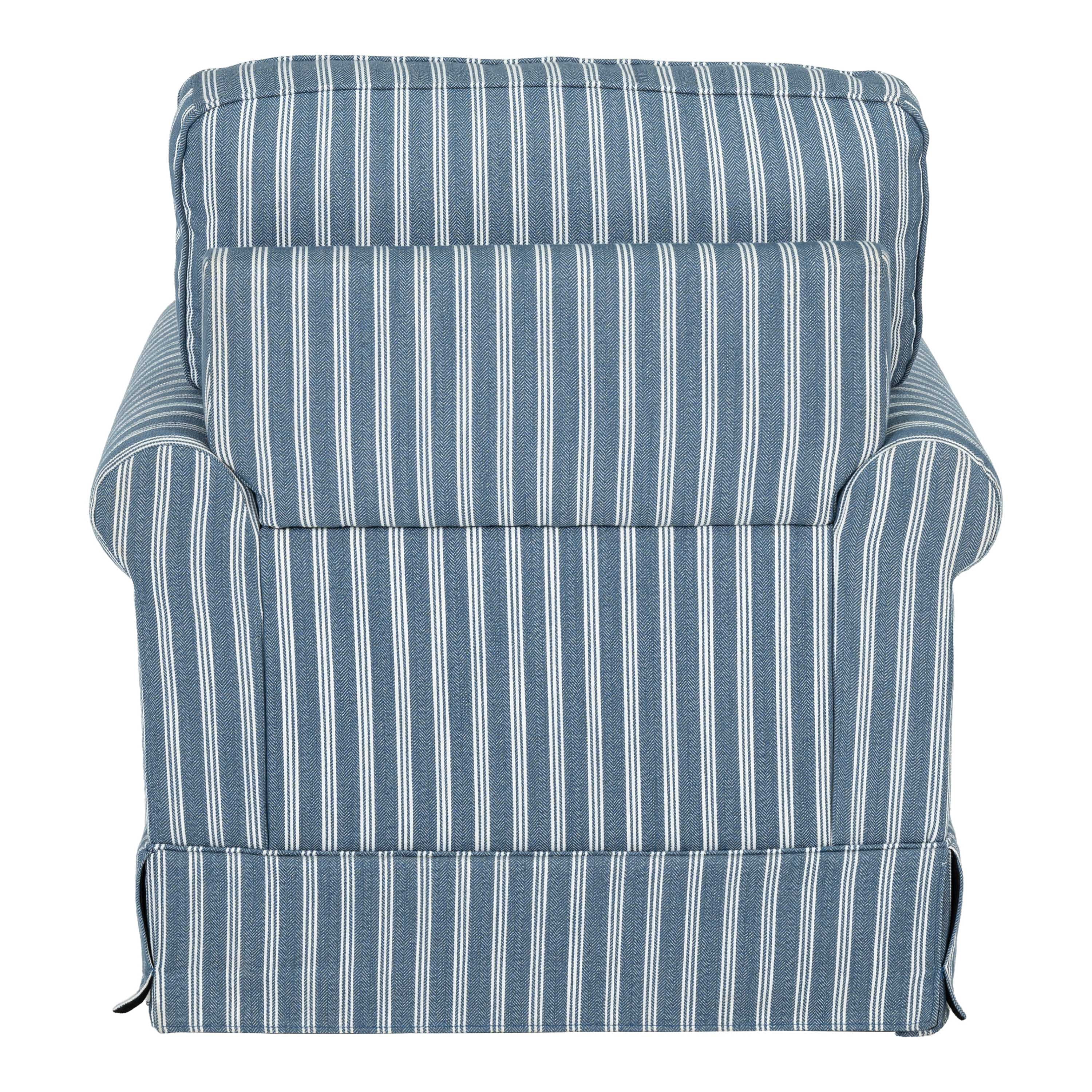 Furniture of America Cherra Modern Fabric Upholstered Skirted Swivel Accent Chair, Blue