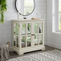 WGYPRIME 30.32" Display Cabinet with LED, Antique style Curio Cabinet with Adjustable Shelves and 2 Glass Lattice Doors, Elegant Bookcase and Storage Cabinet for Home Decor and Organization CHE