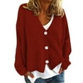 thumbnail image 7 of Arlun Women's Solid Color Knit Sweaters Cardigan 2025 Fall Winter Button down Open Front Casual Loose Sweater Soft Comfortable V-Neck Long Sleeve Outwear Red XL, 7 of 7