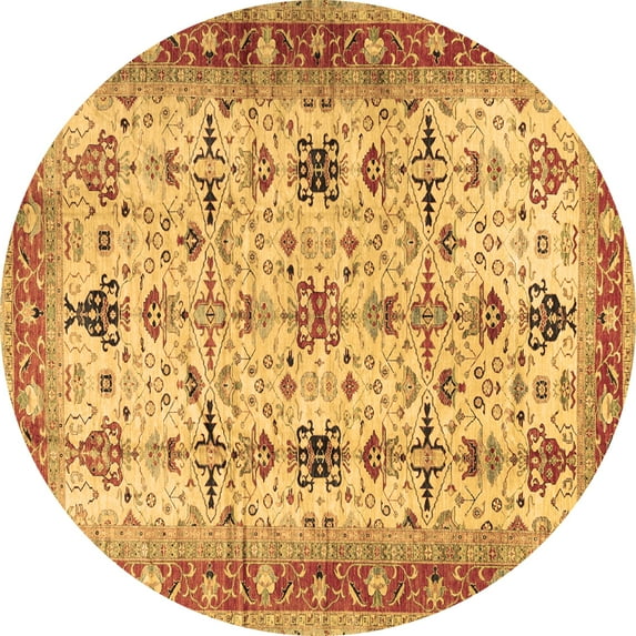 Ahgly Company Indoor Round Oriental Brown Traditional Area Rugs, 5' Round