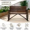 thumbnail image 7 of Wooden Wagon Wheel Bench, 2-Person Solid Wood Garden Bench, Rustic Wooden Seat Wagon Wheel Bench Patio Loveseat W/Slatted Backrest, Outdoor Garden Bench for Lawn Yard Porch Park, 7 of 7
