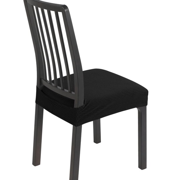Fundas para Asientos de Sillas de Comedor Juego de 6, Diseño Jacquard Negro SearchI