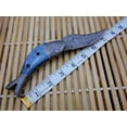 thumbnail image 2 of Fish shape Damascus steel folding knife cow leather sheath, hand forged Twist pattern Damascus blade, 8" folding pocket knife 4" blade colored Bone & Damascus bolster scale, 2 of 6