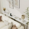thumbnail image 3 of IdeaHouse Narrow Console Table, Black Sofa Table with Outlets, Behind Couch Table for Living Room, Hallway Table for Entryway-Gold & White, 3 of 6