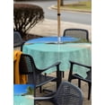 thumbnail image 4 of Outdoor Tablecloth with Umbrella Hole and Zipper, Summer Beach Square Table Cloth 54x54 Inch Waterproof Tablecloth, Palm Tree Tropical Botanical Ocean Blue Sky Picnic Table Cover for Patio Camping, 4 of 7