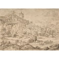 thumbnail image 2 of Guillerot 18x14 Gold Ornate Wood Frame and Double Matted Museum Art Print Titled - Landscape with Hilltop Villa (17th Century), 2 of 4