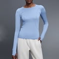 thumbnail image 6 of ZUKMRJPC Womens Long Sleeve Workout Tops Crewneck Slim Fit Yoga Athletic Shirt Lightweight Breathable Sports Running Tops with Thumb Hole, 6 of 8