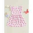 thumbnail image 6 of Txlixc Toddler Girls Flutter Sleeve Summer Dress Watermelon/Butterfly/Bow Print Round Neck A-Line Hem Dresses 6 12 18M 2 3 4 5 T, 6 of 9