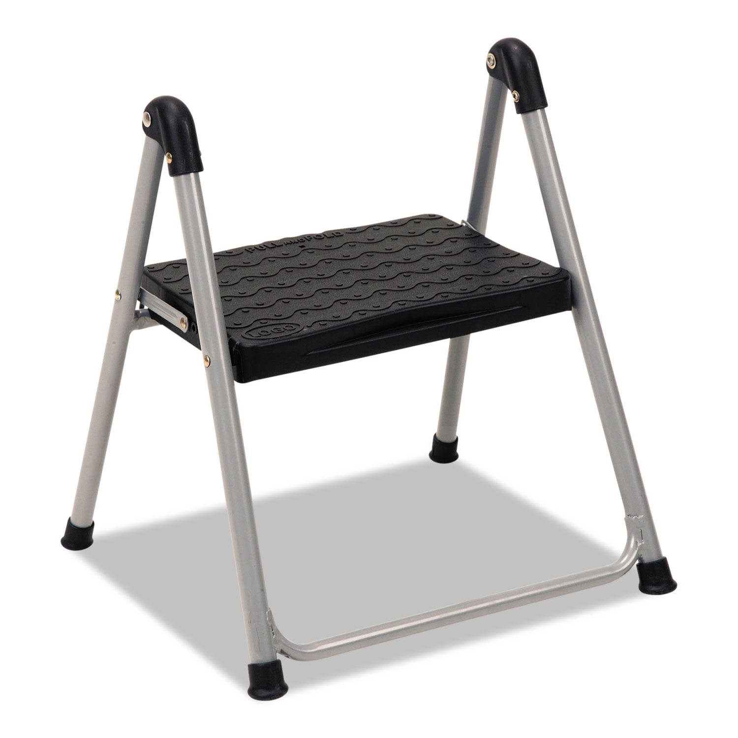 Cosco Folding Step Stool, 1-step, 200 Lb Capacity, 9.9' Working Height, Platinum/black