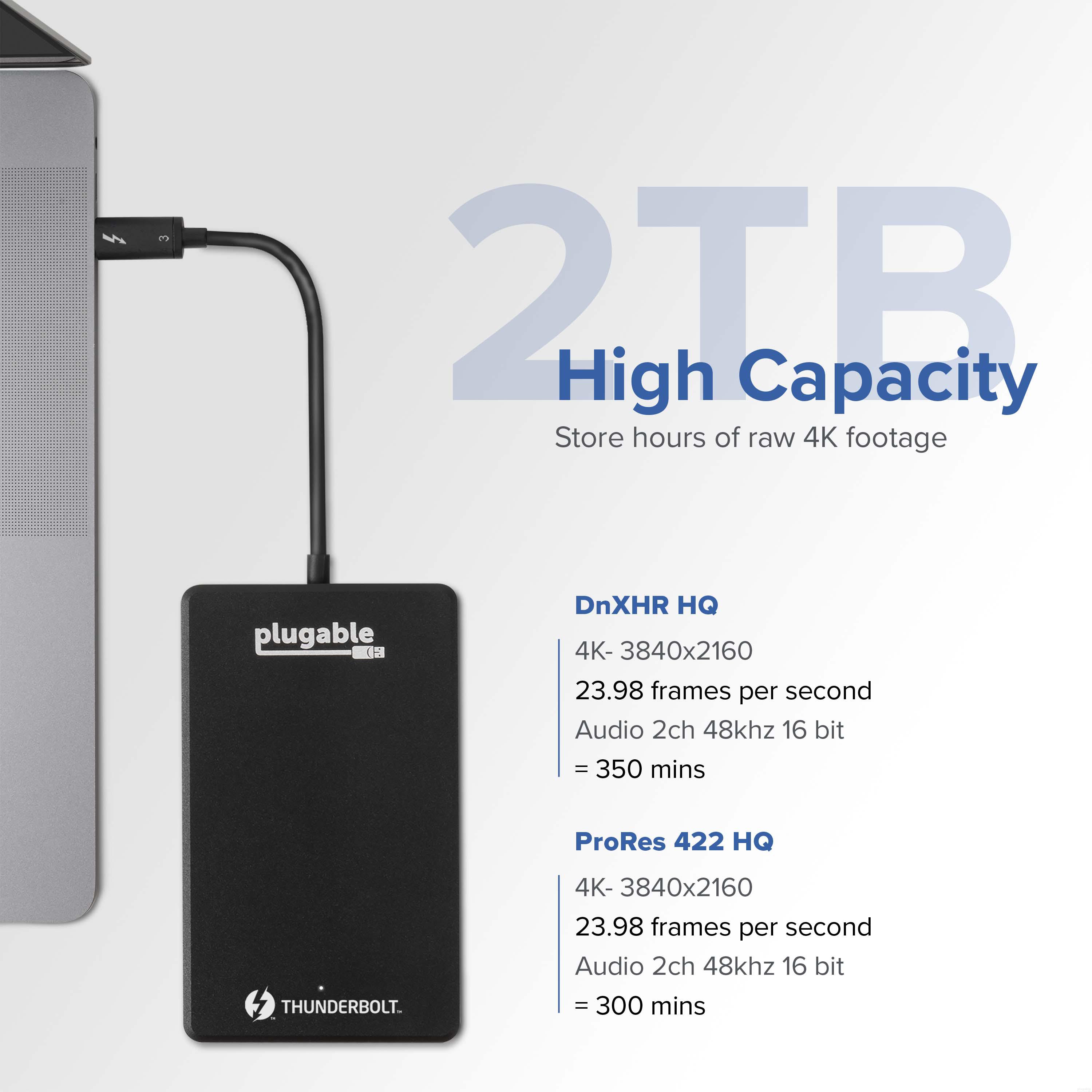 Plugable 2TB Thunderbolt 3 External SSD NVMe Drive (Up to 2400MBs/1800MBs R/W) - image 5 of 9
