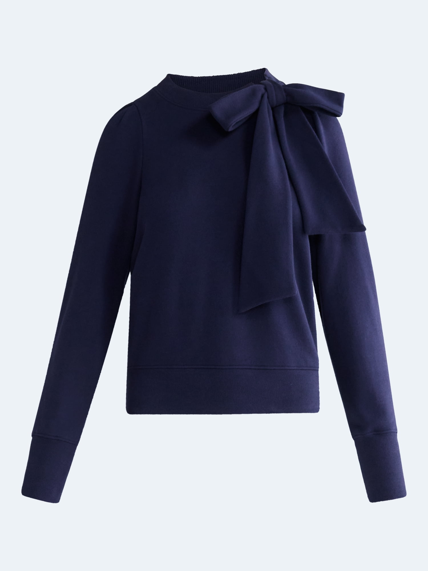 Free Assembly Women's and Women's Plus Bow Neck Sueded Terry Sweatshirt, Sizes XS-4X