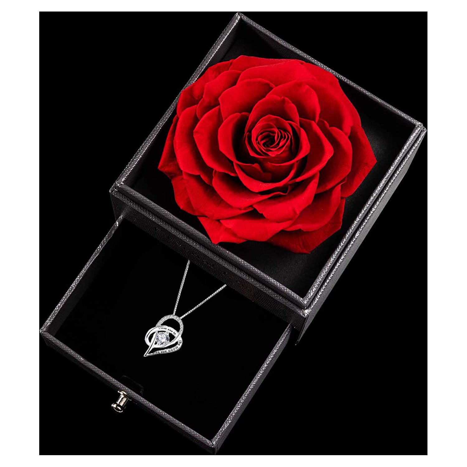 Mothers Day Gifts for Mom, Preserved Real Rose with 925 Sterling Silver Love Necklace, Eternal Rose Flower with Jewelry Storage Box, Gifts for Her - image 4 of 6