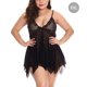 thumbnail image 1 of Ropa de dormir sexy para mujer T-thongs Malla Vestido de encaje floral Ropa de dormir, Negro, 2XL Kearding XX000049-12, 1 of 7