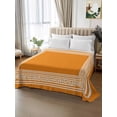 thumbnail image 2 of Orange Greek Key California King Size Flat Sheet, Wrinkleproof & Fadeproof Cooling Flat Bed Sheet Only, White Greece Ancient Farmhouse Geo Breathable Soft Bedding Top Sheets 108 x 98 Inches, 2 of 8