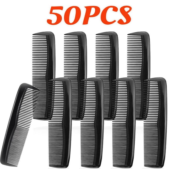 50 pcs Pocket Combs for Men 5 Inch Cutting with Wide and Fine Teeth Plastic Professional Barber Haircut Small Anti Static Combs for Women Grooming Accessories for Beard(Black)