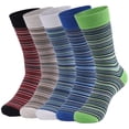 thumbnail image 3 of Calcetines de vestir de algodón para hombre, medias suaves y transpirables, informales, a la moda, coloridos, a rayas, para negocios, talla Europea 42-48, 5 pares, 3 of 4