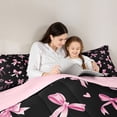 thumbnail image 5 of Erosebridal Pink Coquette Bowknot 7-Piece Twin Bedding Sets For Bow Lovers,Cute Loves Print Kids Bedding Comforter Set,Reversible pink, 5 of 7