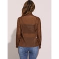 thumbnail image 3 of DARING DIVA Women's Mesh Sheer Tops Point Collar Button Down Shirt XL Brown, 3 of 6