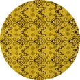 thumbnail image 1 of Ahgly Company Machine Washable Indoor Round Abstract Yellow Modern Area Rugs, 4' Round, 1 of 4