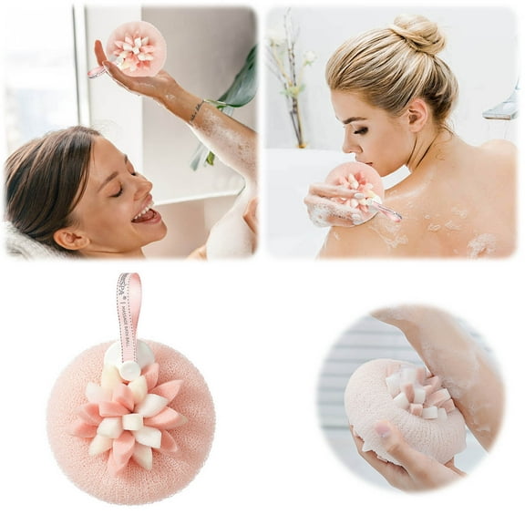 Sunflower Suction Cup Bath Sponge 2025 2-in-1 Exfoliating Shower Loofah with Finger Rings for Deep Cleansing & Gentle Skin Care