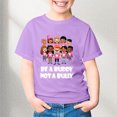thumbnail image 2 of MIXUE Kids Girls Tops & T-Shirts Kids Cartoon Letter Print Round Neck Short Sleeve Casual Child Pullover Tee Shirts Sportwear,Purple,6-7 Years, 2 of 4
