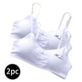thumbnail image 2 of ATOYSOY Women's 2 Pack Cotton Lined Everyday Bra Padded Camisoles Kids Slim Basic Tank Tops Girls Underwear Push Up Bralette Clearance Breathable Teens Comfort Bra White Free Size, 2 of 3
