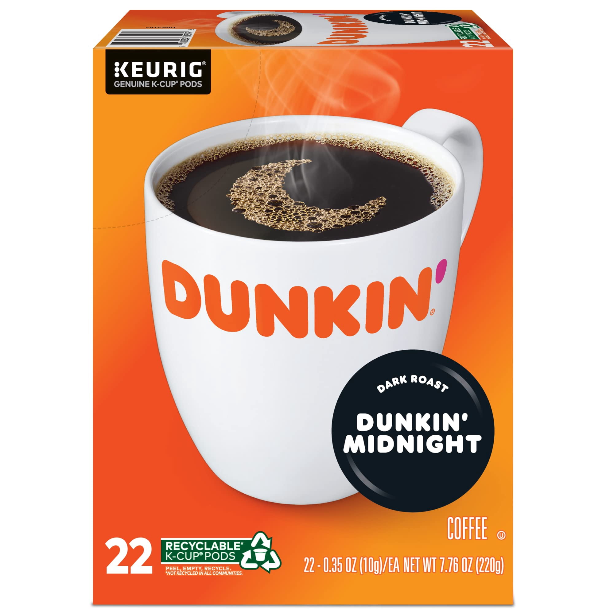 Dunkin' Single-Serve Coffee K-Cup®, Dark Roast, Carton of 4 Boxes of 22