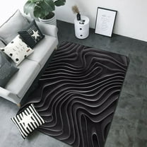 Area Rugs For Living Room Decor - Abstract Black And White Waves Anti Slip Throw Washable Rugs 5x7 For Bedroom, Indoor Soft Carpet For Bedroom Living Room 80x58In