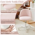 thumbnail image 4 of Silla VINGLI de felpa teddy, sin brazos, giratoria y con ruedas, rosa, 4 of 9