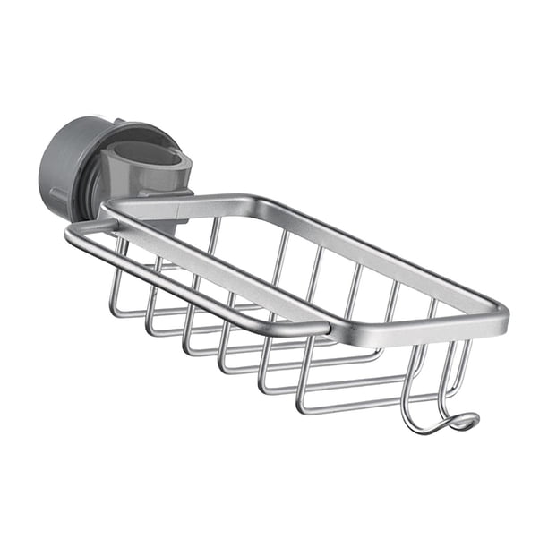 Soporte de esponja con gancho para jabón, paño de cocina, desmontable, a prueba de herrumbre, multiusos, organizador de fregador de cepillos para plata 26cmx14cm