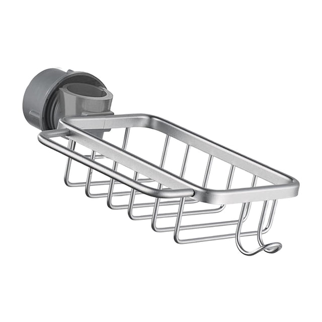 Soporte de esponja con gancho para jabón, paño de cocina, desmontable, a prueba de herrumbre, multiusos, organizador de fregador de cepillos para plata 26cmx14cm