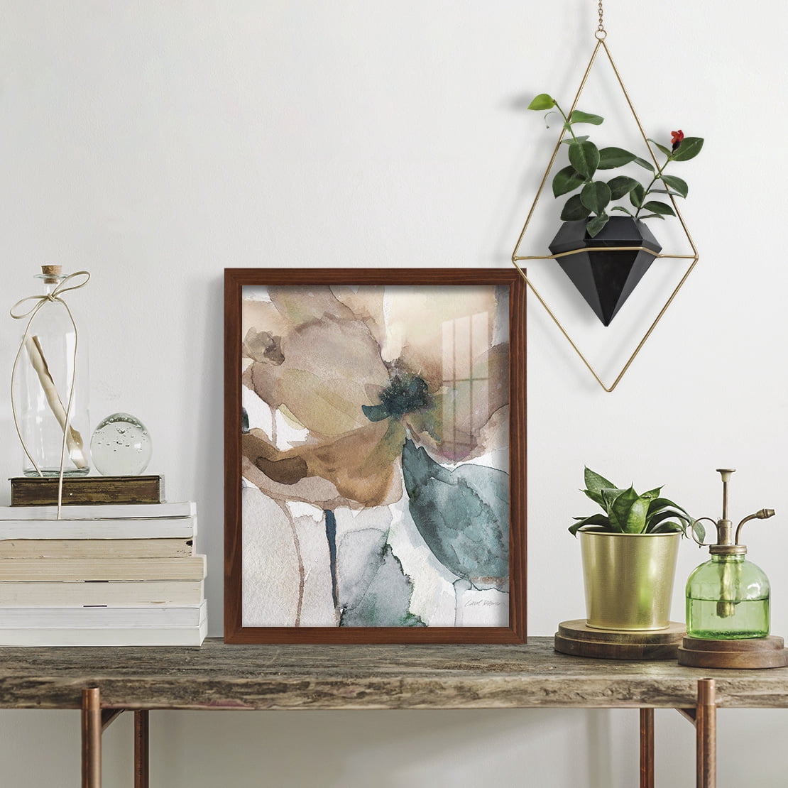 Watercolor Poppy I -Framed Print w/glass-Chestnut