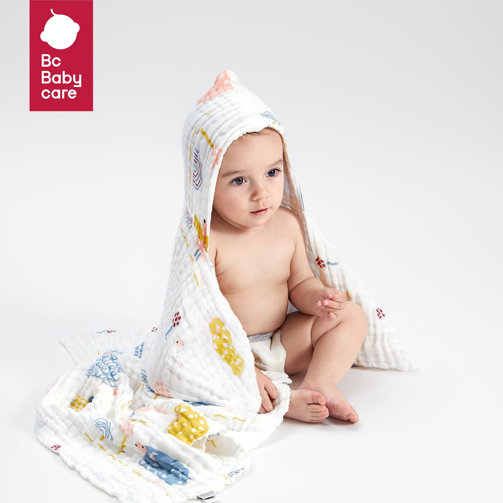 Bc Babycare Baby Bath Towel, Kids Cotton Hooded Bath Towels 37.4*37.4