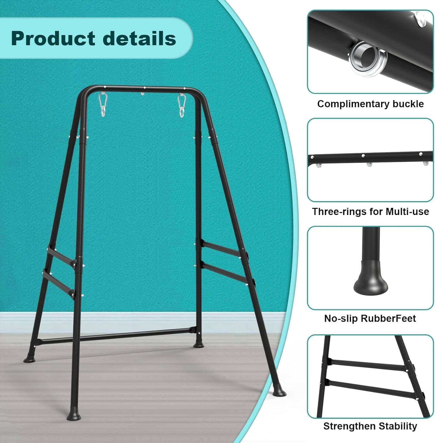 Yacona Hammock Chair with Stand, Heavy Duty Outdoor Swings Sets for Adults, Portable Hanging Chair with Stand, for Porch Patio Yard Indoor