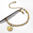 thumbnail image 2 of 5mm Yellow Gold Plated Initial Letter Pendant Anklet Bracelet for Women Figaro Chain, 2 of 4